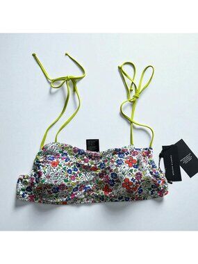 TOMMY HILFIGER Floral Shoulder Tie Bikini Swim Top Size XL NEW NWT